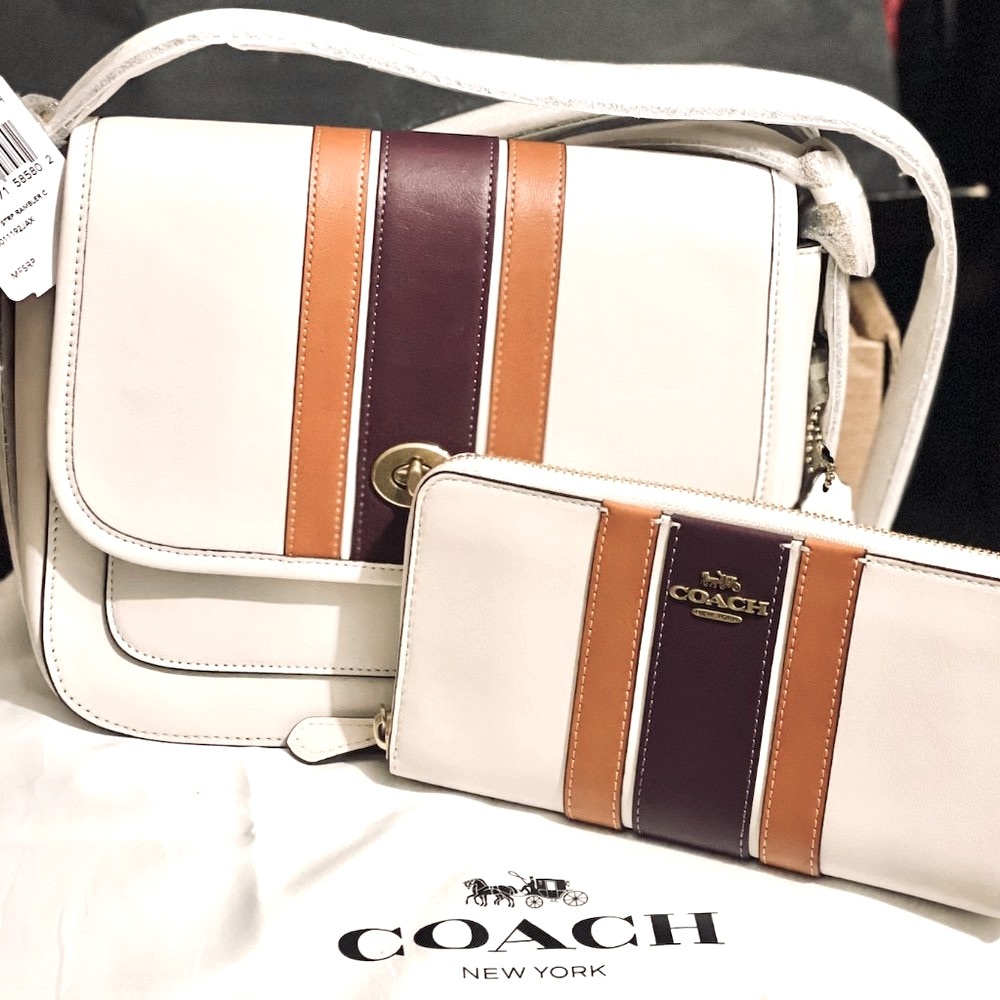 32% OFF RAMBLER CROSSBODY VARSITY BAG &  ACCORDIAN WALLET + Gift!